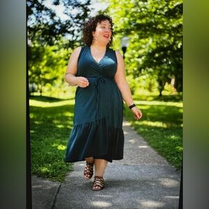 Universal Standard Wrap Ruffle Bottom Teal Dress Sz S (14-16)